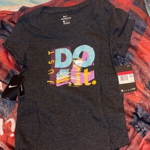 Nike Kids' Graphic Tee - Gray with Multicolor Print